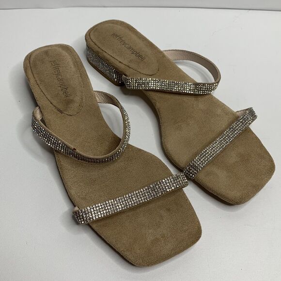 Jeffrey Campbell MADELIA Rhinestone Slip on Sandals - Picture 1 of 10